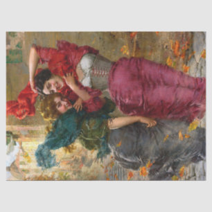 Vintage Ladies In Red Blue Green Decoupage Tissue Paper