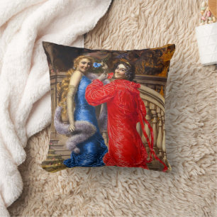 Vintage Ladies In Red Blue In Theatre Cushion