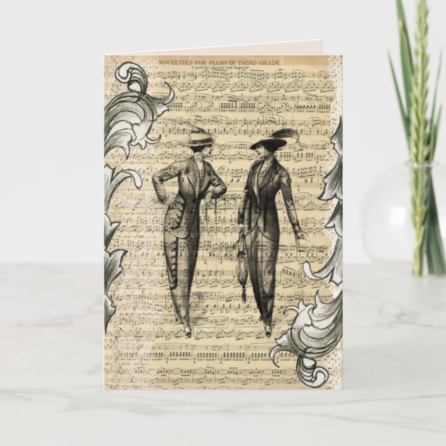 vintage ladies music greeting card (Front)