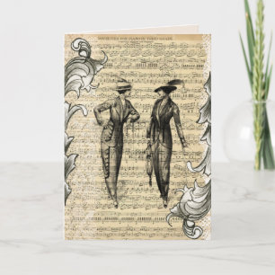vintage ladies music greeting card