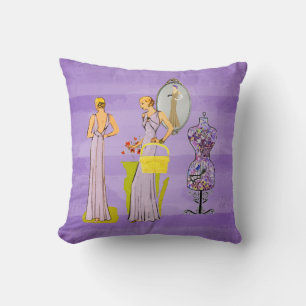 Vintage Ladies Purple Floral Dress Form Cushion
