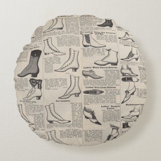 Vintage Ladies' Shoes Catalogue - 1900s Fashion Round Cushion (Front)