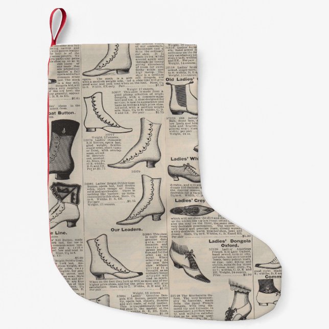 Vintage Ladies' Shoes Catalogue - 1900s Fashion Small Christmas Stocking (Front)