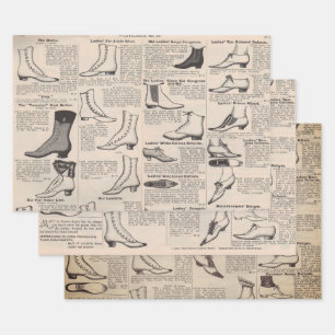 Vintage Ladies' Shoes Catalogue - 1900s Fashion Wrapping Paper Sheet
