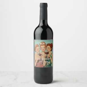 Vintage Ladies Toasting with Wine Label