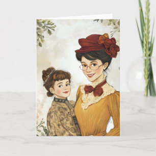 Vintage Ladies Woman Girl Holiday Card