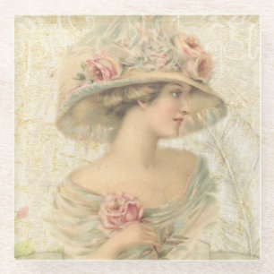 Vintage Lady Beverage Coaster