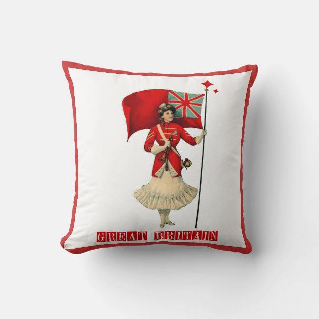 Vintage Lady & British Flag Cushion (Front)