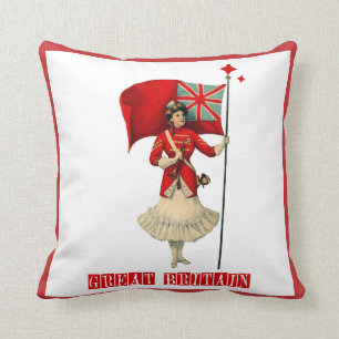 Vintage Lady & British Flag Cushion