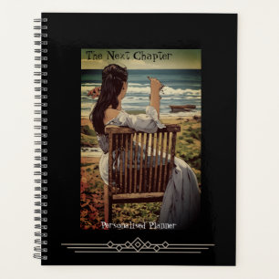 Vintage Lady By The Sea Quote Black Journal  Planner