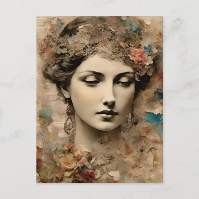 Vintage Lady Collage Postcard (Front)