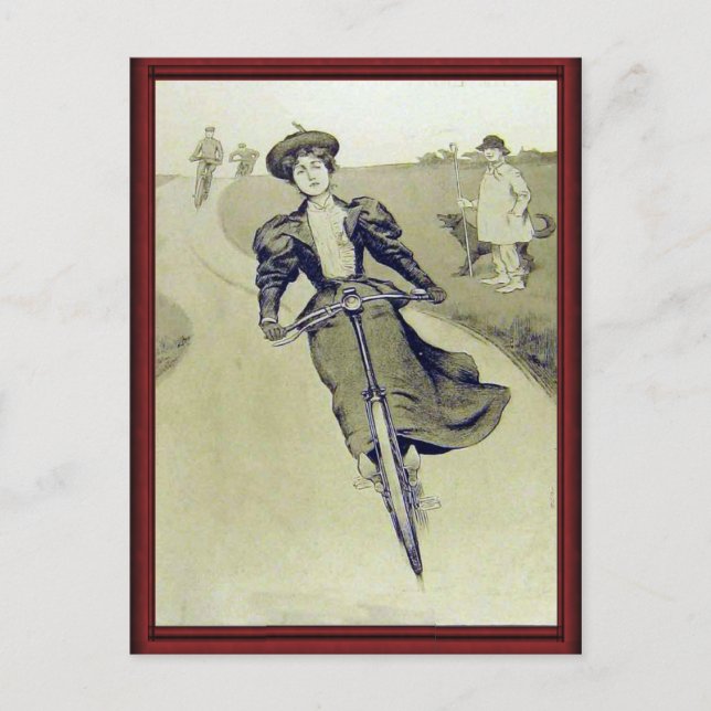 Vintage lady cyclist postcard (Front)