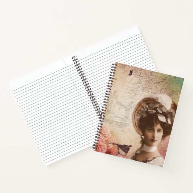Vintage Lady Flowers Spiral Notebook - Elegant  (Inside)
