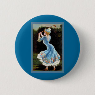 Vintage Lady Golfing 6 Cm Round Badge