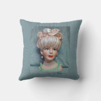 Vintage Lady Head Vase Big Bouffant Hair Pearls