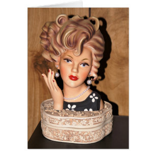 Vintage Lady Head Vase Big Corkscrew Hair 60s Card