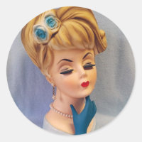 Vintage Lady Head Vase Blue Rose and Gloved Hand