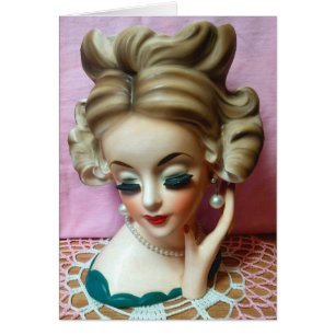 Vintage Lady Head Vase Miss New York Chic Card