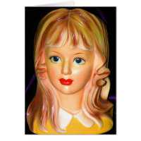 Vintage Lady Head Vase Teen with Squiggles Card