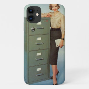 Vintage "Lady & Her Filing Cabinet” iPhone 11 Case