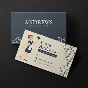 Vintage Lady House Cleaning Housekeeping Maid Business Card