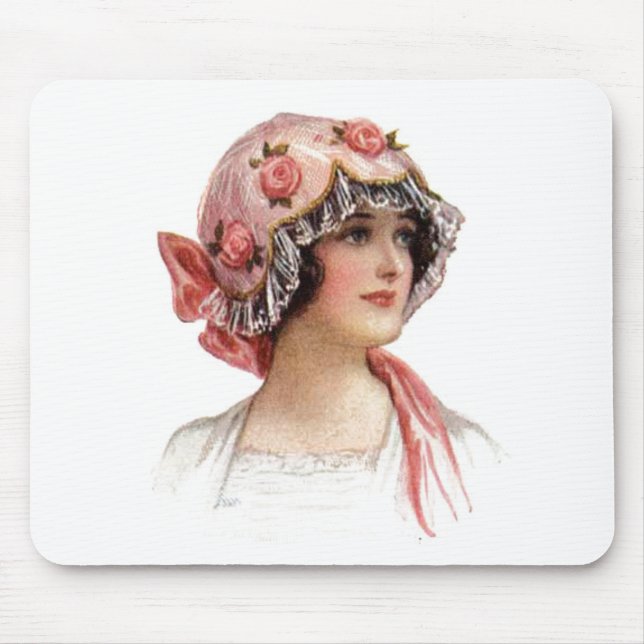 Vintage Lady in Silk Flowered Bonnet Mouse Pad (Front)
