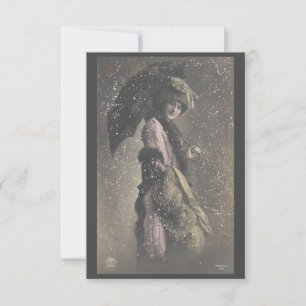 Vintage Lady in the Snow Thank You Card