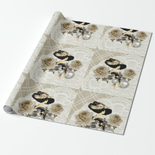 Vintage Lady Ivory Lace Wrapping Paper