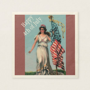 Vintage Lady Liberty 4th of July Patriotic Party Napkin