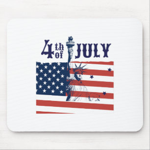 Vintage Lady Liberty American Flag 4th Of July Mouse Pad