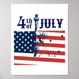 Vintage Lady Liberty American Flag 4th Of July Poster