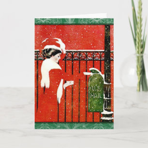 Vintage Lady mailing Holiday Cards