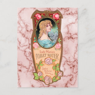 Vintage Lady Marian Toilet Water Label Postcard