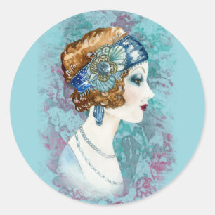 Vintage Lady of Fashion- Classic Round Sticker