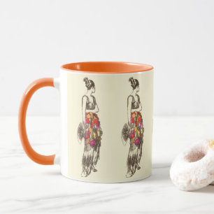 Vintage Lady of Fashion with a Spring Dress Mug