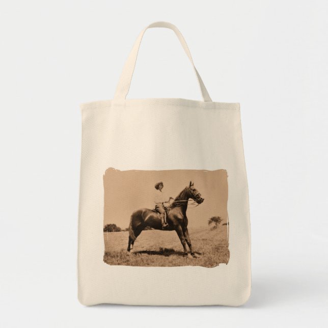 Vintage Lady on Horse Tote Bag (Front)