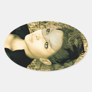 Vintage Lady Oval Sticker