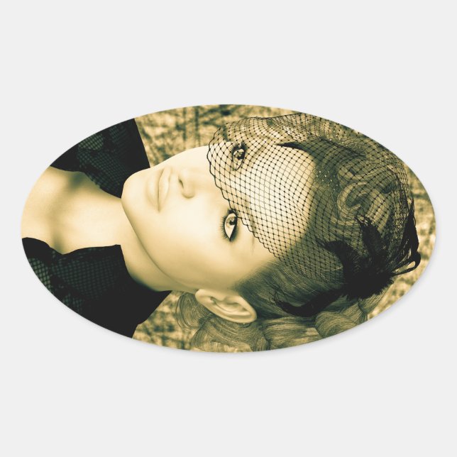 Vintage Lady Oval Sticker (Front)