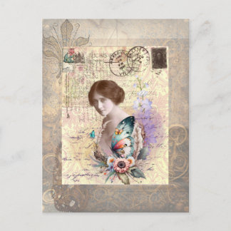 Vintage lady postcard