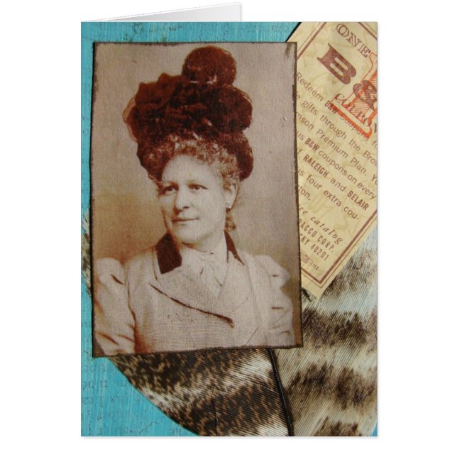 Vintage Lady, Turkey Feather Collage (Front)