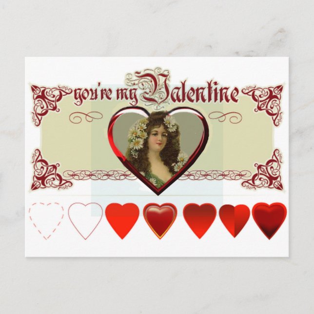 Vintage Lady Valentine Post Card (Front)