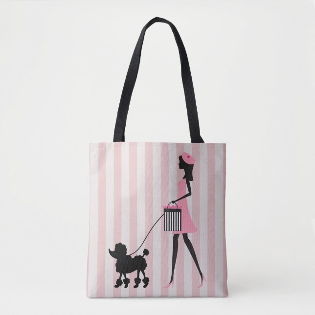 Vintage Lady walking black poodle  Tote Bag (Front)