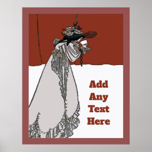 Vintage Lady Wine, add text Poster