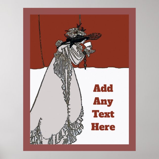 Vintage Lady Wine, add text Poster (Front)