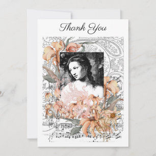 Vintage Lady with Flowers Thank You Card