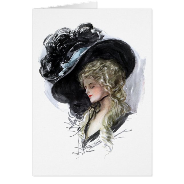 Vintage lady with spectacular blue hat (Front)