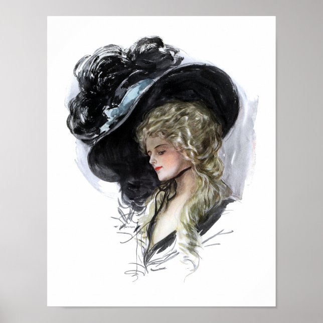 Vintage lady with spectacular blue hat poster (Front)