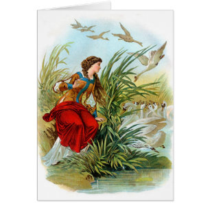 Vintage Lady With Swans