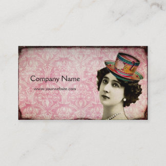 Vintage Lady with Teacup Hat Business Card