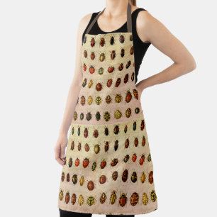 Vintage Ladybug Specimen Pattern Antique Insect Apron